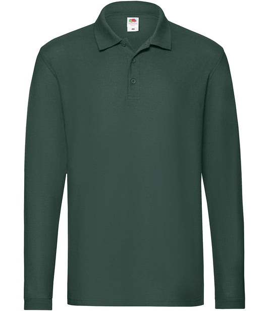 Fruit of the Loom Premium Long Sleeve Cotton Piqué Polo Shirt | Forest Green
