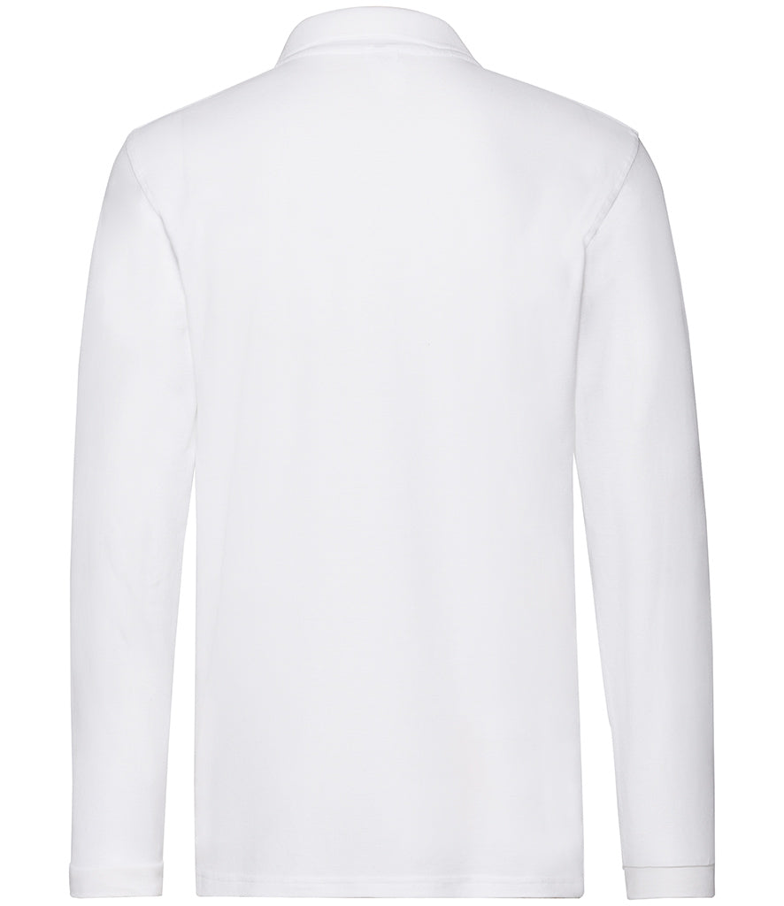 Fruit of the Loom Premium Long Sleeve Cotton Piqué Polo Shirt | White