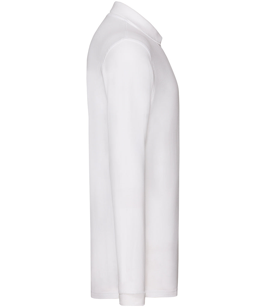 Fruit of the Loom Premium Long Sleeve Cotton Piqué Polo Shirt | White